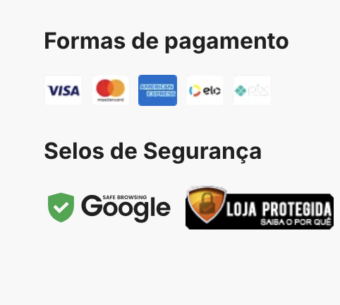 Formas de pagamento e selos de segurança